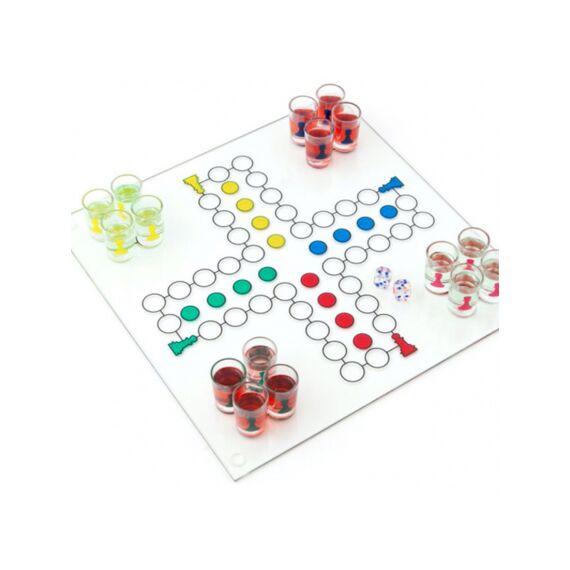 Ludo Drinking Game Met 16 Glazen En 2 Dices 31X31Cm