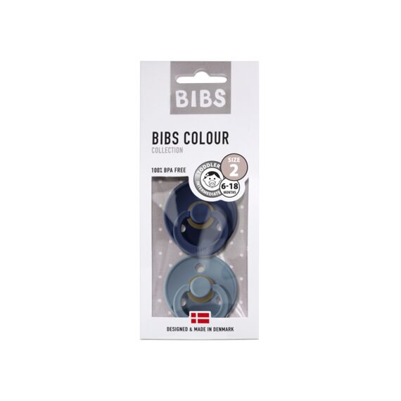 Bibs Fopspeen T2 6-18M 2-Pack Color Latex/Rond Petrol/Deep Space