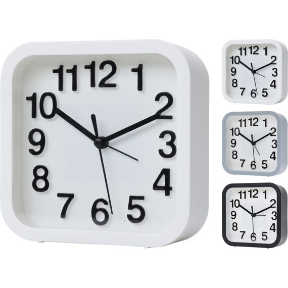 Alarmklok Vierkant 13X5X13Cm Assortiment van 3 Prijs Per Stuk/Kleur