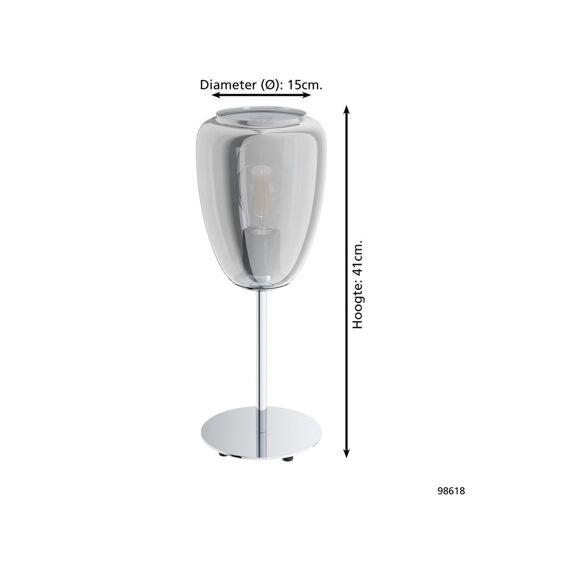 Eglo Alobrase Tafellamp Staal, Chroom H410Xdia150Mm