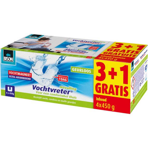 Bison Vochtmagneet  Geurloos 3+1 Gratis 4X450Gr