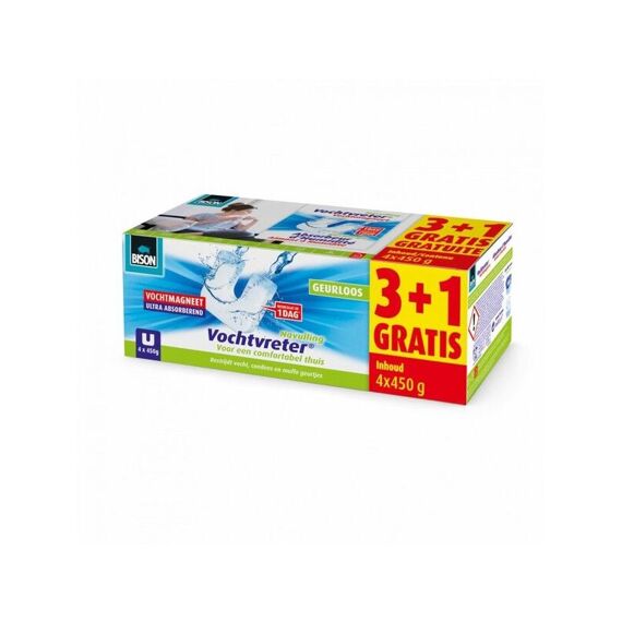 Bison Vochtmagneet  Geurloos 3+1 Gratis 4X450Gr