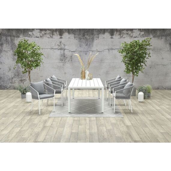 Fleurie Dining Fauteuil Mat Wit/Rope Licht Grijs