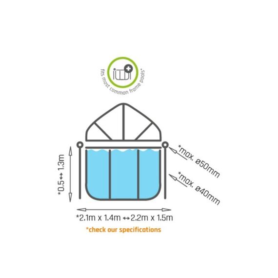 EXIT Overkapping Zwembad Rechthoekig T.B.V. Frame Pool 220X150Cm
