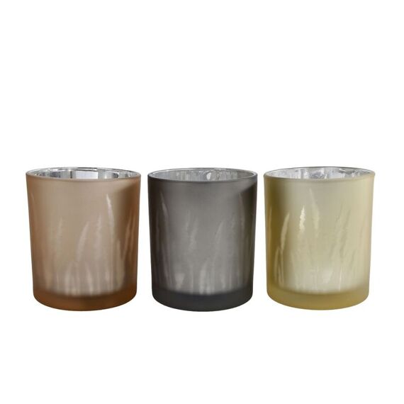 Theelichthouder Wildbloemen L Glas 9X9X10Cm 3 Assortiment Prijs Per Stuk