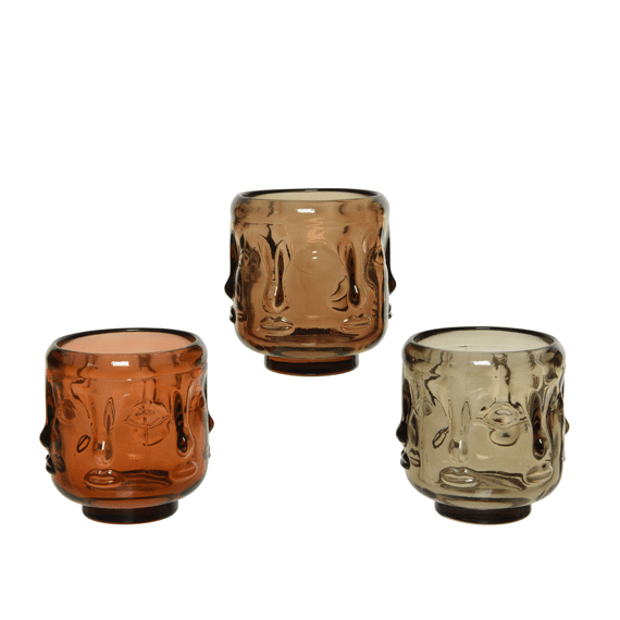 Kandelaar Glas 7X7X7Xh8Cm 3 Assortimenten Prijs Per Stuk
