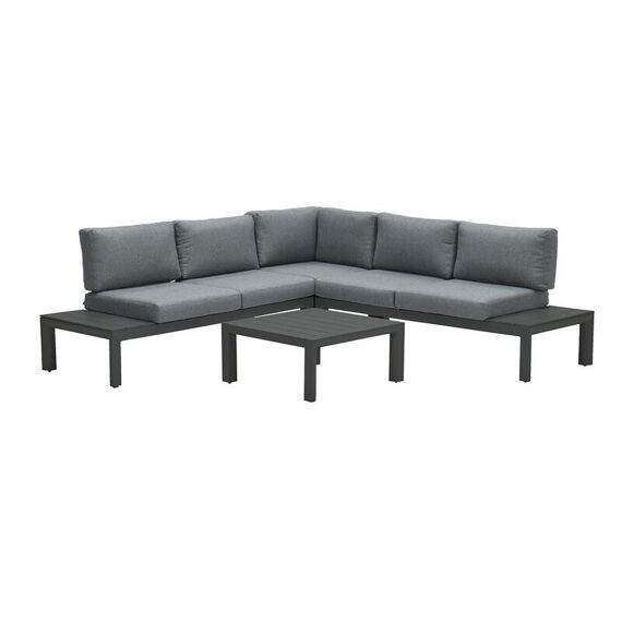 Adelaide Flat Loungeset 4-Delig Hoeksalon Aluminium Carbon Black/Mystic Grey 240X240Cm