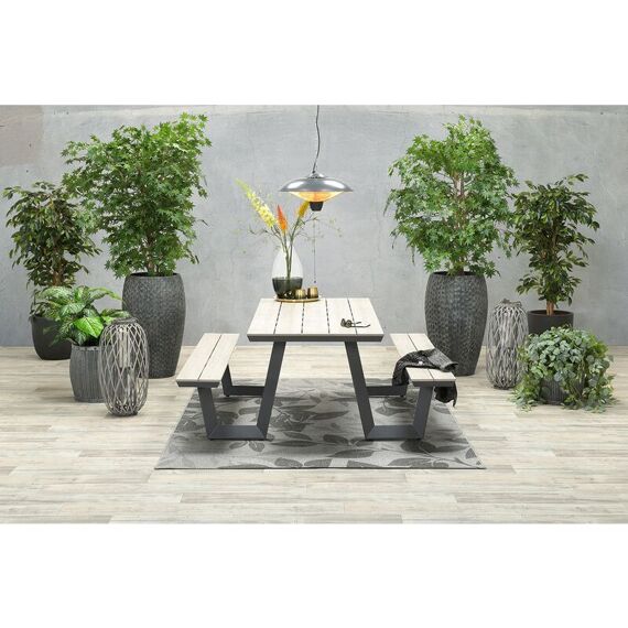 Bell Picknick Set Alu/Polyxood Carbon Black/Light Teak 200X90Cm