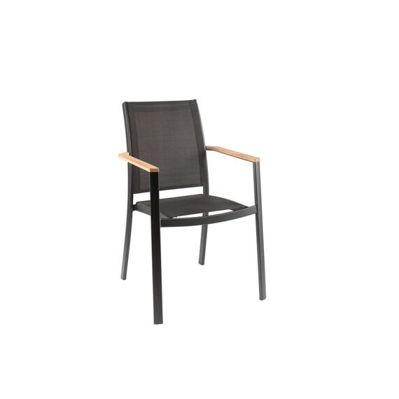 Bilbao Stapelstoel Alu Black/Textylene/Teak Arms