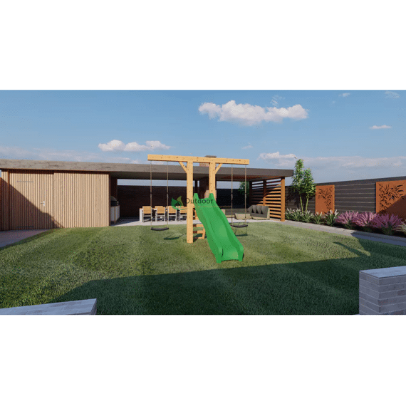 Excellent Schommel Goofy 300cm Donkergroen Onbehandeld 4 Schommelhaken