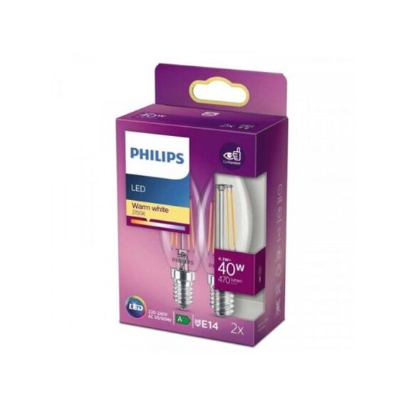 Philips Led Classic 40W B35 E14 Ww Cl Nd 2Pf/6