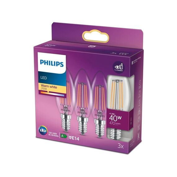 Philips Led Classic 40W B35 E14 Ww Cl Nd 3Pf/6