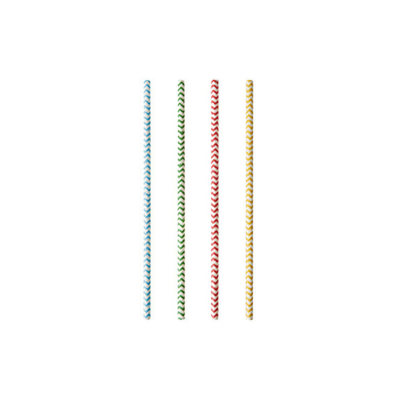 Drinkrietjes Papier D0.6X20Cm Assorti Kleur Zig Zag 25St.