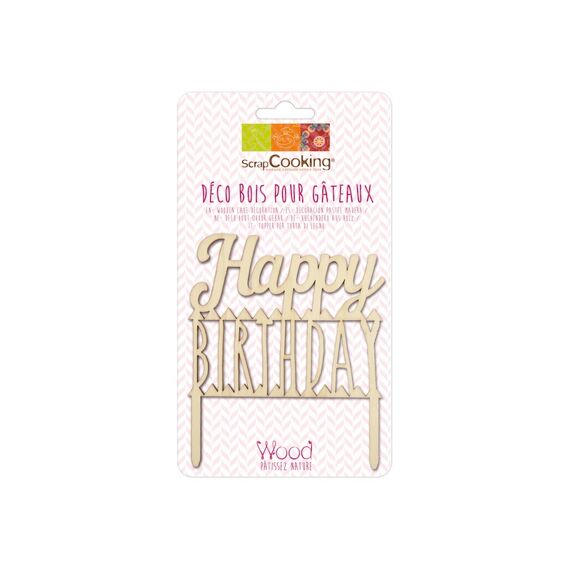 Cake Topper Hout Happy Birthday