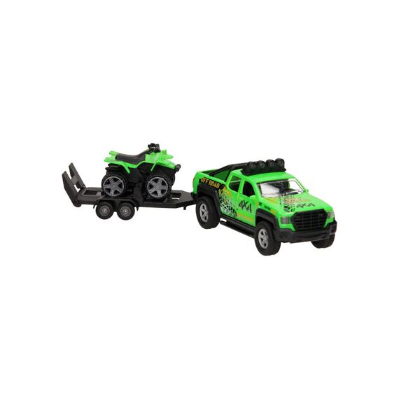 Kids Globe Terreinwagen Met Trailer Met Quad Licht Geluid 29Cm