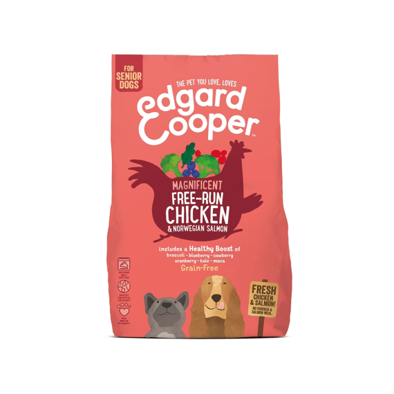 Edgard & Cooper Senior Dog Fresh Free-Run Chicken & Norwegian Salmon With Broccoli, Blueberry, Cranberry And Cowberry 700Gr
