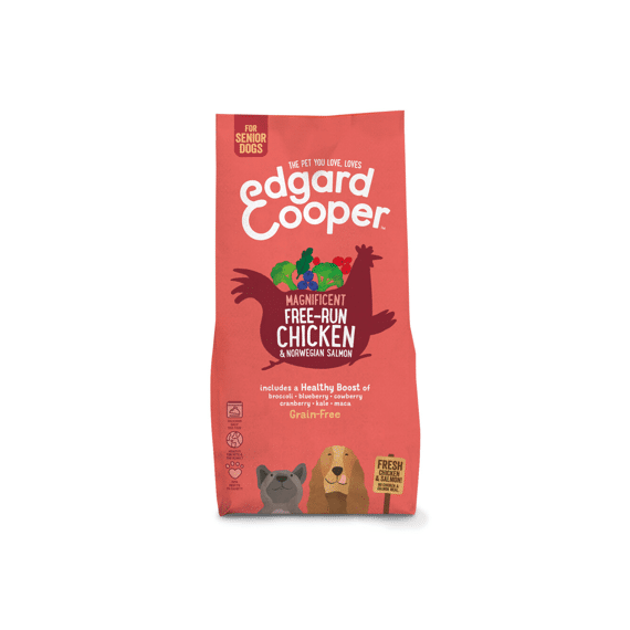 Edgard & Cooper Senior Dog Fresh Free-Run Chicken & Norwegian Salmon With Broccoli, Blueberry, Cranberry And Cowberry 12Kg