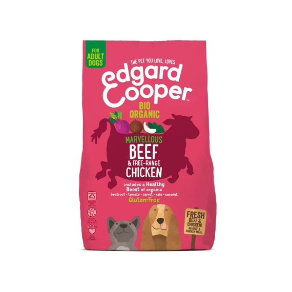 Edgard & Cooper Adult Dog Fresh Organic Beef Free-Range Chicken With Organic Beetroot, Coconut And Kale 700Gr