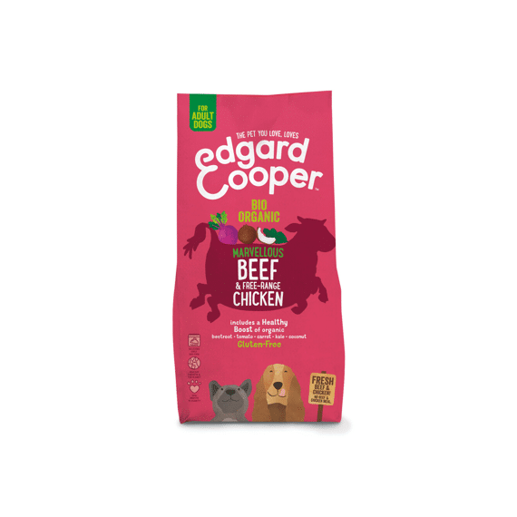 Edgard & Cooper Adult Dog Fresh Organic Beef Free-Range Chicken With Organic Beetroot, Coconut And Kale 7Kg