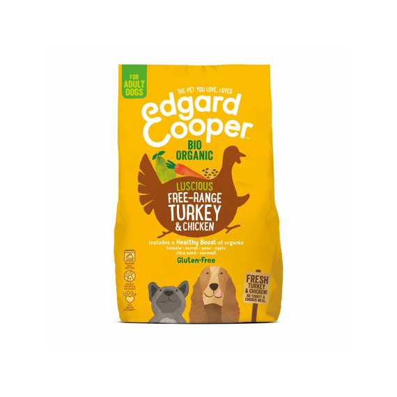 Edgard & Cooper Adult Dog Fresh Organic Free-Range Turkey & Chicken With Organic Carrot, Pear And Chia Seeds 700Gr