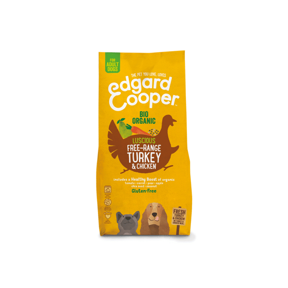 Edgard & Cooper Adult Dog Fresh Organic Free-Range Turkey & Chicken With Organic Carrot, Pear And Chia Seeds 7Kg