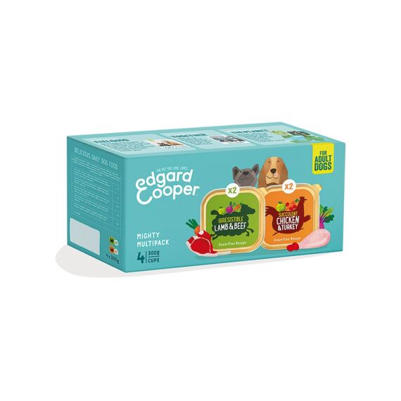 Edgard & Cooper Adult Dog Multipack Cup Paté 4X300G (Chicken/Turkey, Lamb/Beef)