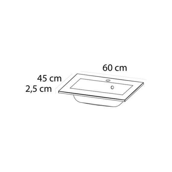 Tiger S-Line Quadro Wastafel Enkel 60Cm Polybeton Glanzend Wit