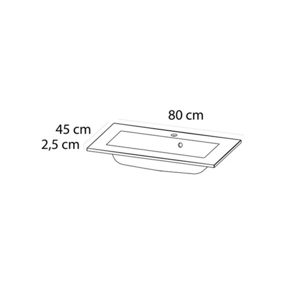 Tiger S-Line Quadro Wastafel Enkel 80Cm Polybeton Glanzend Wit