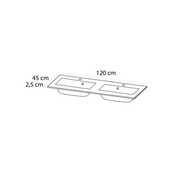 Tiger S-Line Quadro Wastafel Dubbel 120Cm Polybeton Glanzend Wit