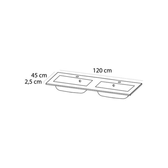 Tiger S-Line Quadro Wastafel Dubbel 120Cm Polybeton Mat Zwart