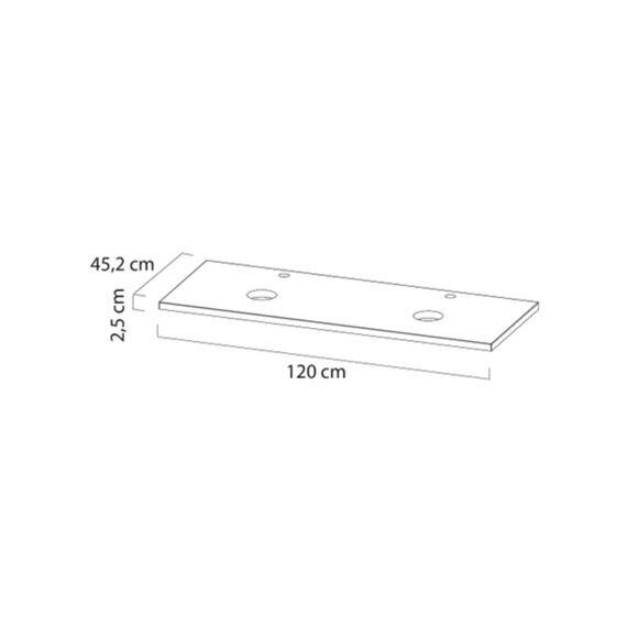 Tiger S-Line Wasblad Met 2 Uitsparingen 120Cm Hout Licht Eik