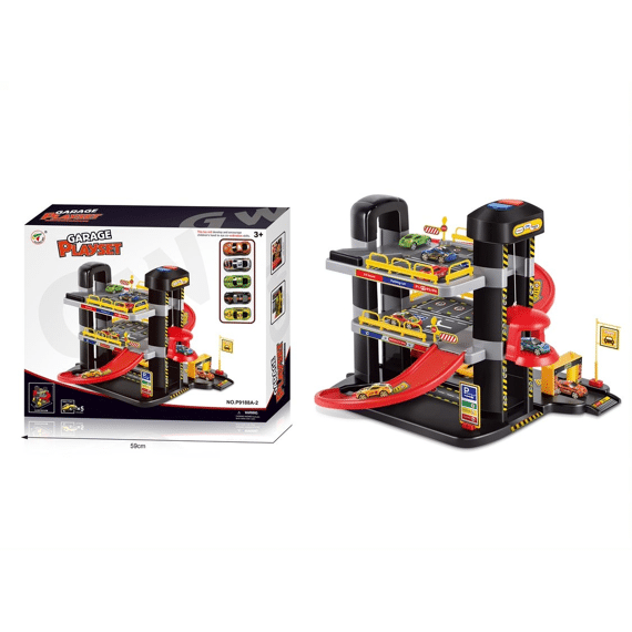 Playset garage met 5 auto's