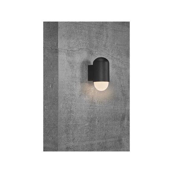 Heka [Ip44] Wandlamp Zwart/Opaal E27