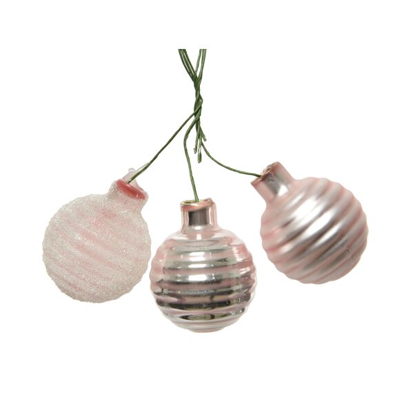 Kerstballen Op Draad Glas Dia3Cm Poederroze