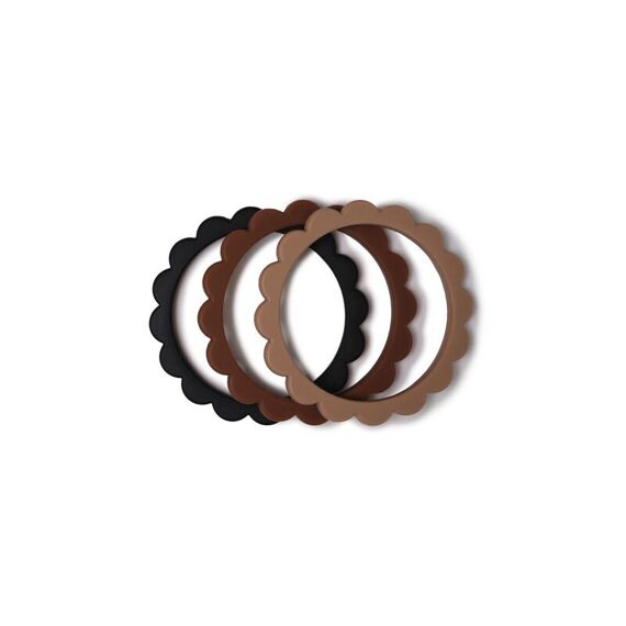 Mushie Flower Bracelet 3Pack Black/Natural/Caramel