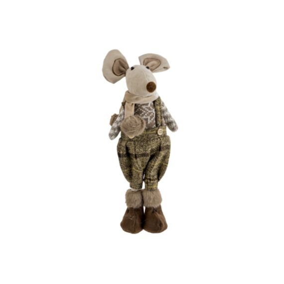 Figuur Mouse Boy Bruin 14X9Xh32Cm Textiel