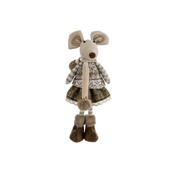 Figuur Mouse Girl Bruin 14X9Xh32Cm Textiel