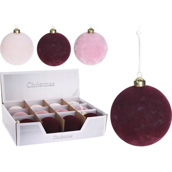 Kerstbal Velvet 80Mm 3 Assortimenten Prijs Per Stuk