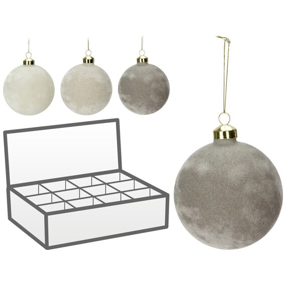 Kerstbal Velvet 80Mm 3 Assortimenten Prijs Per Stuk