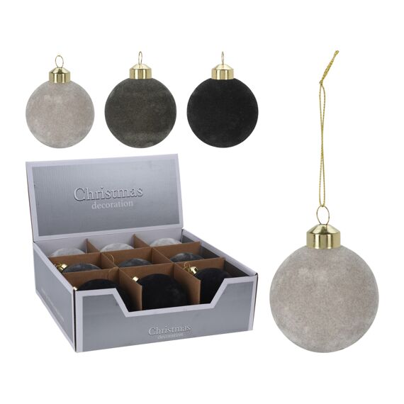 Kerstbal Velvet 100Mm 3 Assortimenten Prijs Per Stuk