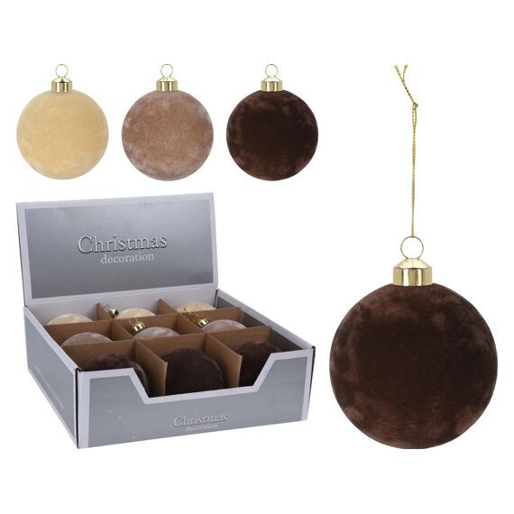 Kerstbal Velvet 100Mm 3 Assortimenten Prijs Per Stuk