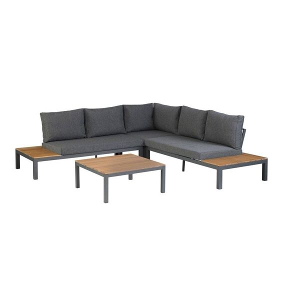 La Vida Lounge Set Anthraciet Alu Frame Met Teak