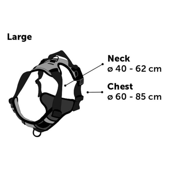 Harnas Balou Zwart L 60-85Cm*25Mm