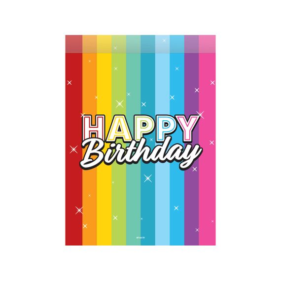 Feestzakjes Rainbow Bday 16.5X23Cm 8St.