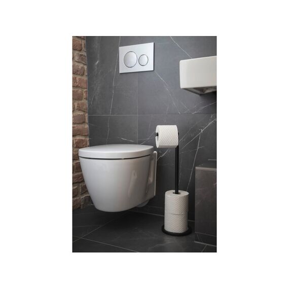 Wenko Staande Toiletrolhouder 2-In-1 Mat Zwart