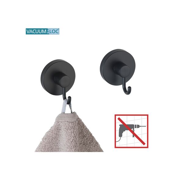 Wenko Vacuum-Loc Wandhaak Zwart Set 2St