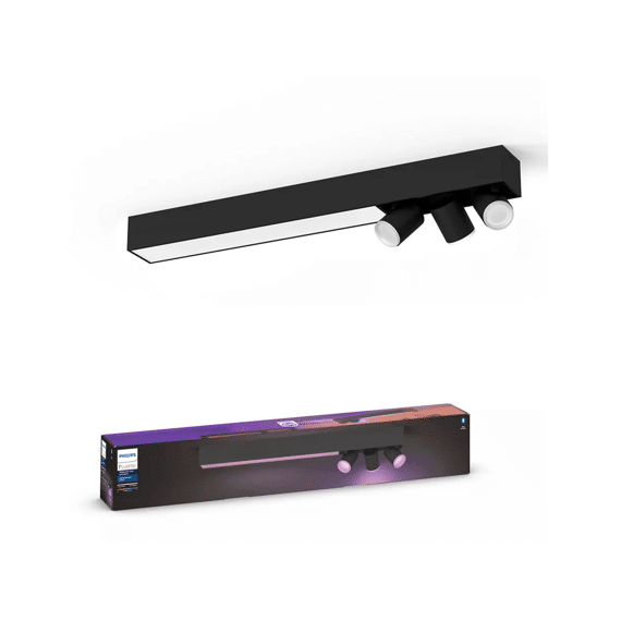 Philips Hue Centris Opbouwspot - Wit En Gekleurd Licht - 3-Spots - Zwart - Rechthoekig