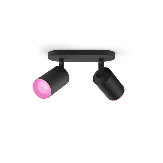 Philips Hue Fugato Opbouwspot - Wit En Gekleurd Licht - 2-Spots - Zwart