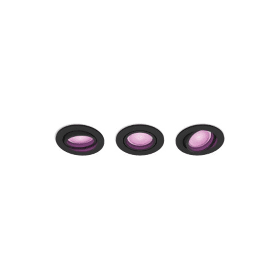 Philips Hue Centura Inbouwspot - Wit En Gekleurd Wit - 3-Pack - Zwart - Rond
