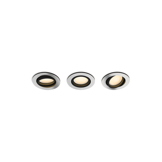 Philips Hue Milliskin Inbouwspot - Warm Tot Koelwit Licht - 3-Pack - Aluminium - Rond